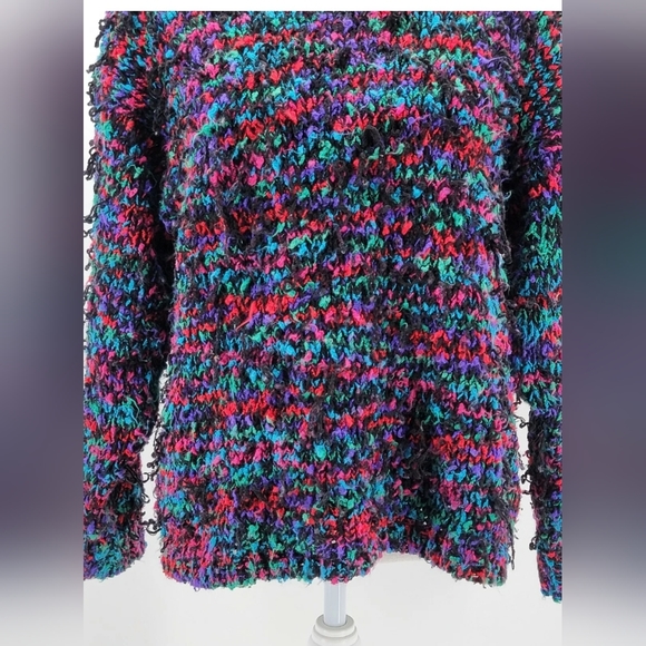Stefano World Wide One Size Fits All Acrylic Knit Black Blue Pink Green Sweater - Picture 3 of 9